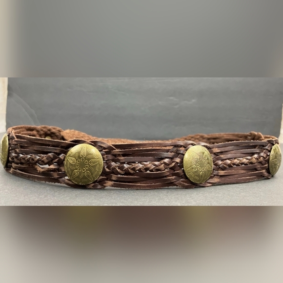 Moroccan Leather Braided Concho Belt - Picture 4 of 11